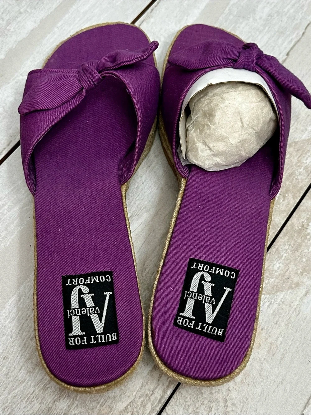 Aj Valenci Purple Knot Espadrille Wedge Slide Resort Vacation Vibrant Summer 9.5